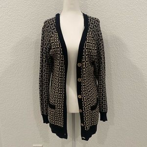 C Wonder Long Length Patterned Cardigan